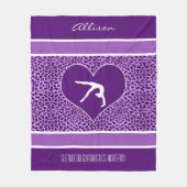 Gymnastiklila Cheetah-Druck mit Monogramm Fleecedecke (Vorderseite)