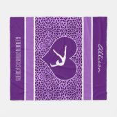 Gymnastiklila Cheetah-Druck mit Monogramm Fleecedecke (Vorderseite (Horizontal))