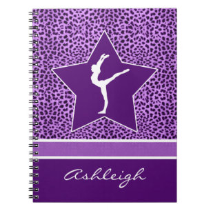 Gymnastiklila Cheetah-Druck mit Monogramm Notizblock