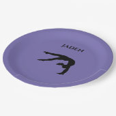 GymnastikpapierTeller mit personalisiertem Namen Pappteller (Schrägansicht)