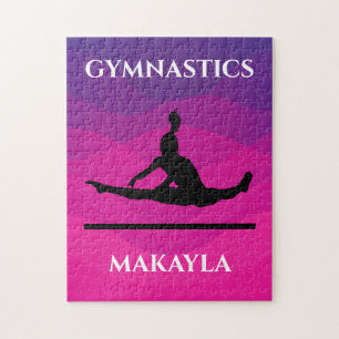 Gymnastikpuzzle mit Gymnast auf ungleichen Bars. Puzzle