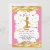 Gymnastikrosa | Gold Stars Girl Birthday Party Einladung (Vorderseite)