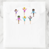 Gymnastiksticker für Mädchen mit 6 Gymnast Ovaler Aufkleber (Tasche)