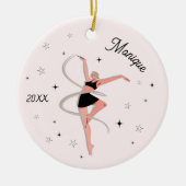 Gymnastiktänzer KId's Name & Year Pink Keramik Ornament (Vorne)