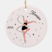 Gymnastiktänzer KId's Name & Year Pink Keramik Ornament (Hinten)