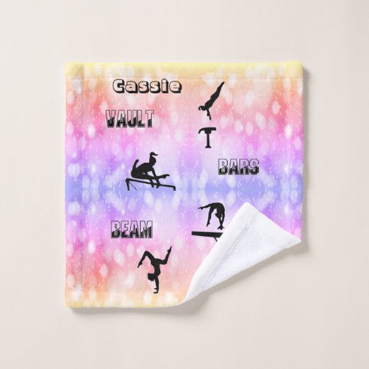 GymnastikVault, Bars, Bauch, Boden 3 Stück Badhandtuch Set (Waschlappen)