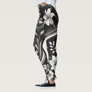 Gymnastikwagen aus Schwarz und Weiß Leggings