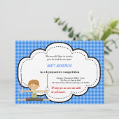 Gymnastikwettbewerb (blau) einladung (Stehend Vorderseite)