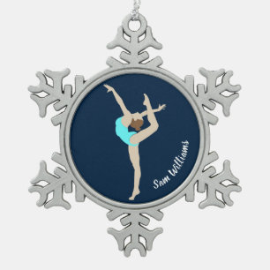 Gymnastin Schneeflocken Zinn-Ornament