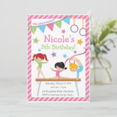 Gymnastische Einladung/gymnastischer Geburtstag Einladung (Stehend Vorderseite)