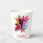 Gymnastische farbenfrohe Pulverexplosion Gratulati Pappbecher (Rückseite)