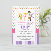 Gymnastische Geburtstagsparty Einladung (Stehend Vorderseite)