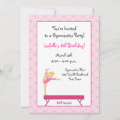 Gymnastisches Party, Einladung der Balancebrache (Vorderseite)