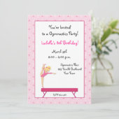 Gymnastisches Party, Einladung der Balancebrache (Stehend Vorderseite)