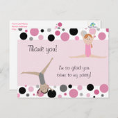 Gymnastisches Party Vielen Dank in Rosa, Grau und Postkarte (Vorne/Hinten)