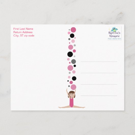 Gymnastisches Party Vielen Dank in Rosa, Grau und Postkarte (Rückseite)