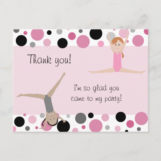Gymnastisches Party Vielen Dank in Rosa, Grau und Postkarte (Vorderseite)