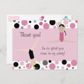 Gymnastisches Party Vielen Dank in Rosa, Grau und  Postkarte (Vorne/Hinten)