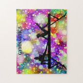 Gymnastisches Rätsel mit Balancebrach. Puzzle (Vertikal)