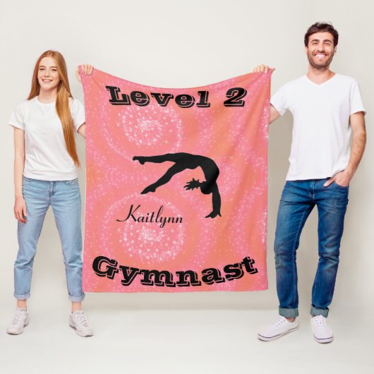 Gymnaststufe Fleece Blankon mit ihrem Level-# und (Beispiel)
