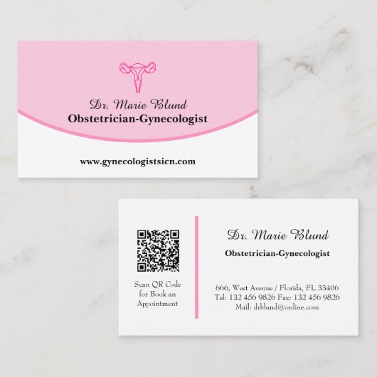 Gynäkologe OBGYN-Karte mit QR-Code Visitenkarte (Vorne/Hinten)