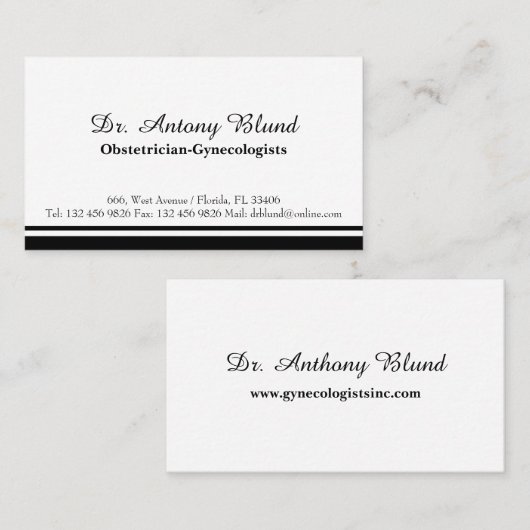 Gynäkologe Obstetriker OBGYN Elegant Visitenkarte (Vorne/Hinten)