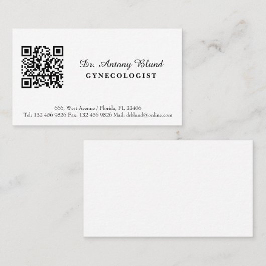 Gynäkologin Visitenkarte mit QR-Code (Vorne/Hinten)