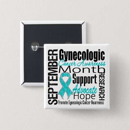 Gynäkologischer Krebs-Bewusstseins-Monat TRIBUT Button (Vorne & Hinten)