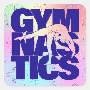 GYNASTICS MÄDCHEN. QUADRATISCHER AUFKLEBER