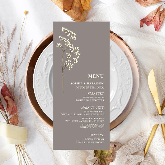 Gypsophila Amethyst Gipskraut Wedding Menu Menükarte