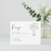 Gypsophila Babys Breath Simple Wedding RSVP Postkarte (Stehend Vorderseite)