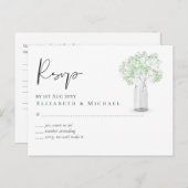 Gypsophila Babys Breath Simple Wedding RSVP Postkarte (Vorne/Hinten)