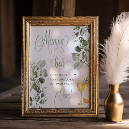 Gypsophila Eucalyps Brautparty Mimosa Bar Sign Poster