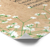 Gypsophila Floral Rustic Wedding Chart Poster (Ecke)