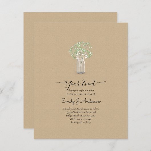 Gypsophila Mason Jar Modern Minimal WEDD (Vorne/Hinten)