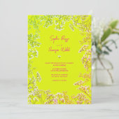 Gypsophila Neon Yellow Mix and Match Wedding Einladung (Stehend Vorderseite)