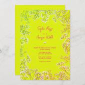 Gypsophila Neon Yellow Mix and Match Wedding Einladung (Vorne/Hinten)