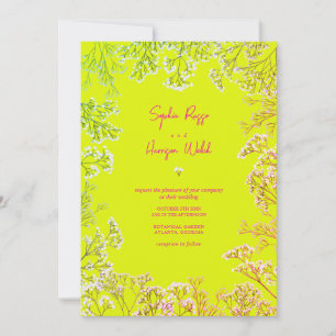 Gypsophila Neon Yellow Mix and Match Wedding Einladung