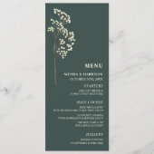 Gypsophila Peacock Green Wedding Menükarte (Vorderseite)