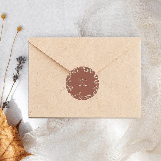 Gypsophila Terracotta Wedding Runder Aufkleber