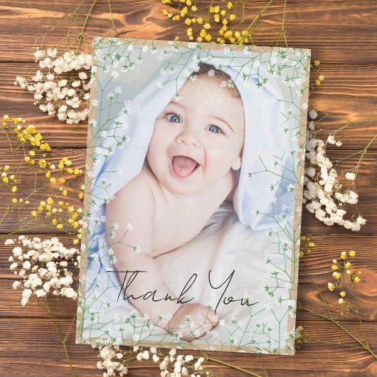 Gypsophila Watercolor Floral Boho Niedlich New Bab Dankeskarte