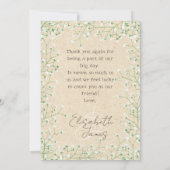 Gypsophila Watercolor Floral Rustic & Boho Wedding Dankeskarte (Rückseite)