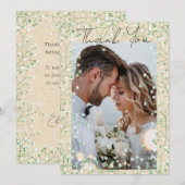 Gypsophila Watercolor Floral Rustic & Boho Wedding Dankeskarte (Vorne/Hinten)