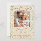 Gypsophila Watercolor Niedliche Blumenzwiebelhochz Save The Date (Vorderseite)