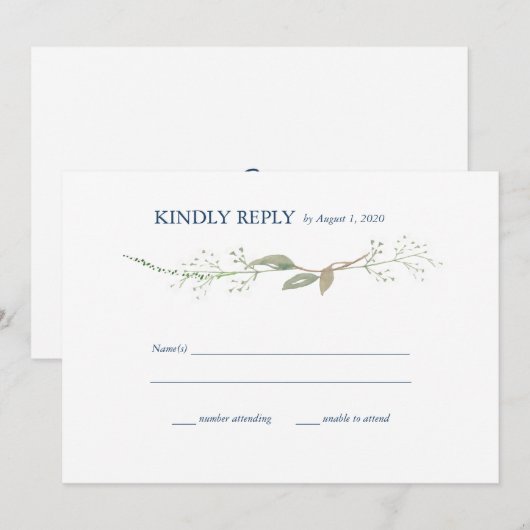 Gypsophila Wreath Wedding RSVP Einladung (Vorne/Hinten)