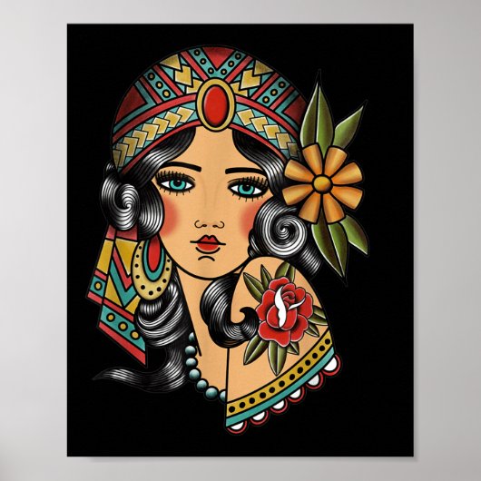 Gypsy Lady Head Fortune Teller American Traditiona Poster (Vorne)