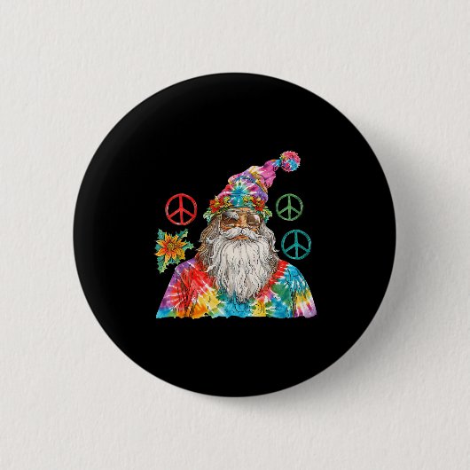 Gypsy Santa Claus Hipe Tie Dye Groovy Christmas Button (Vorderseite)