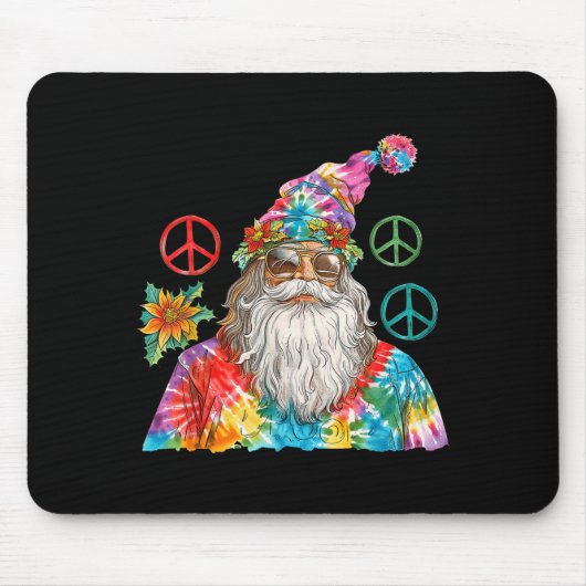 Gypsy Santa Claus Hipe Tie Dye Groovy Christmas Mousepad (Vorne)