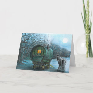 Gypsy wagon and horse by moonlight karte