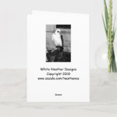 Gyrfalcon ruht auf dem Handler's gauntlet notecard Karte (Rückseite)